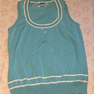 Tommy Hilfiger Light Blue Knit Tank with White Logo Trim